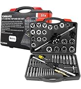 TOMMARS 51-Pc M6 to M24 Jumbo Tap and Die Set Metric Round Threading Dies for Threading and Rethr...