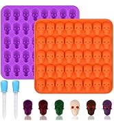 HUAKENER Gummy Skull Molds - 2 Pack Skull Candy Molds with 2 Droppers, Silicone Molds for Chocola...
