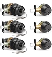 Brotima 3 Pack Entry Door Knob Lockset and Single Cylinder Deadbolt Combination Set in Matte Blac...