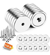 DIYMAG Strong Neodymium Magnets,12 Pack 110LBS Silver Round Cup Rare Earth Magnet with Heavy Duty...