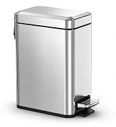 Sineng Bathroom Trash Can with Lid Soft Close, 1.6 Gallon Stainless Steel Small Pedal Garbage Can...