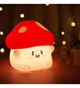 PSDRIQQ Mushroom Night Light Lamp Silicone Squishy Cute Nursery Nightlight Rechargeable Bedside L...