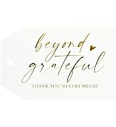 G2PLUS Thank You Gift Tags, Beyond Grateful Tags, 50PCS Thank You So Very Much Tags, Gold Foil Th...