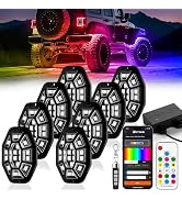 8 Pods 9 Sides RGB Rock Lights, App/2 Remote Control Led Underglow Lights Compatible with 12V Tru...