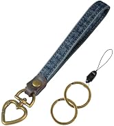 Fishent Denim Wristlet Keychain for Women Men, Cute Key Chain, Wrist Lanyards for Car Keys ID Bad...