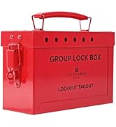 TRADESAFE Lockout Tagout Group Lock Box - Premium LOTO Group Box, 18 Gauge Steel Lockout Box, Red...