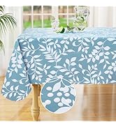 misaya Rectangle Waterproof Vinyl Table Cloth, Wipeable Tablecloth with Flannel Backing, Plastic ...