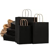 Nicunom 90 Pack Paper Gift Bags, 3 Size Black Kraft Paper Bags with Handles, Shopping Bag Party F...