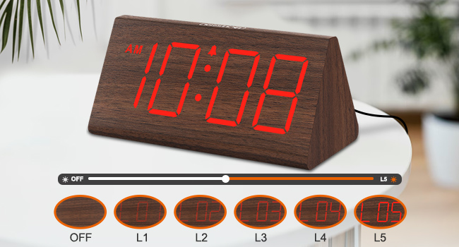 wooden digital alarm clock