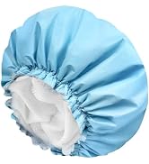 Shower Caps for Women, Terry Cloth Lined EVA Exterior Elastic and Reusable Bath Caps, Double Wate...