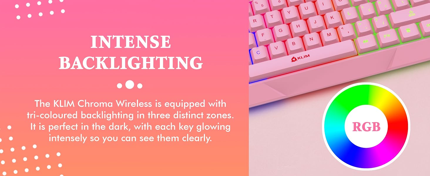 KLIM Chroma pink wireless keyboard pink gaming keyboard pink keyboard