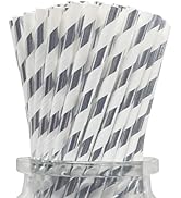 Silver and White Striped Straws