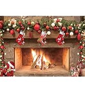 CHAIYA 7x5ft Christmas Photography Backdrops Christmas Fireplace Decoration Background Christmas ...