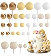 ASTARON 32 Pcs Ball Cake Topper Decorations Mini Balloons Cake Topper Sticks Foam Balls Cake Pick...
