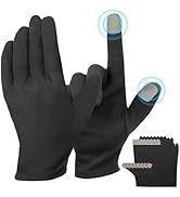 ENPOINT Touch Screen Gloves - 5 Pairs Large Black Cotton Gloves for Dry Hands Sleeping, Moisturiz...