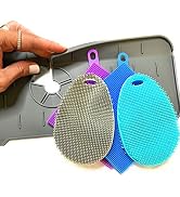 Asiopphire Faucet Mat for Kitchen Sink Silicone Scrubber Dish Set- Kitchen Sink Splash Guard - Fo...