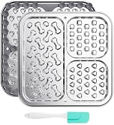 Kactoily Stainless Steel Lick Mat for Dogs and Cats, Large Slow Feeding Licking Pad with 46 Sucti...
