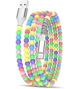 Beaded Phone Charger Cable 3.3ft USB A to USB C Colorful Bead Charging Cord for CarPlay Women Gir...