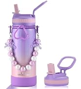 mininoo Kids Water Bottle for School - 16 oz Stainless Steel Insulated Water Bottle with Ceramic-...