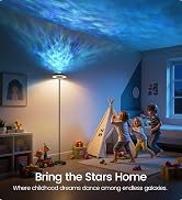 GOEBLESON LED Floor Lamp with RGB Galaxy Projector, 18W Double Sided Corner Light Rotatable, Dimm...