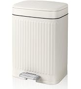 rejomiik Small Bathroom Trash Can with Lid Slim Soft Close Garbage Can Step Wastebasket 2.1 Gallo...