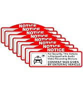 YINOVEEN 8 PCS/Pack Car Video Recorder Stickers, 3.5"x1.4" Double Sided Vinyl Waterproof Sun-Proo...
