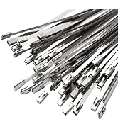 SCITOOLS Metal Zip Ties 11.8in Stainless Steel Zip Ties Heavy Duty, 270LBS Tensile Strength, Wire...