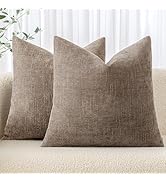 MIULEE Pack of 2 Decorative Throw Pillow Covers Soft Chenille Throw Pillows Solid Textured Cushio...