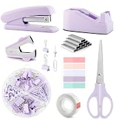 Purple Office Supplies, Office Supplies and Accessories, Office Desk Set with Stapler, Tape Dispe...