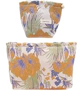 getgto 2 Pcs Makeup Bags, Large Cosmetic Bag Travel Toiletry Bag Organizer for Women, Embroidery ...