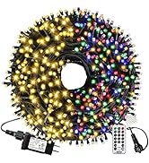 XTF2015 Christmas Outdoor Indoor Lights, 105ft 300 LED End to End Connected 9 Modes Timer Remote ...