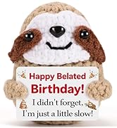 MBL Belated Birthday Gifts for Women - Gag Funny Crochet Sloth with Cards Happy Belated Bday Deco...