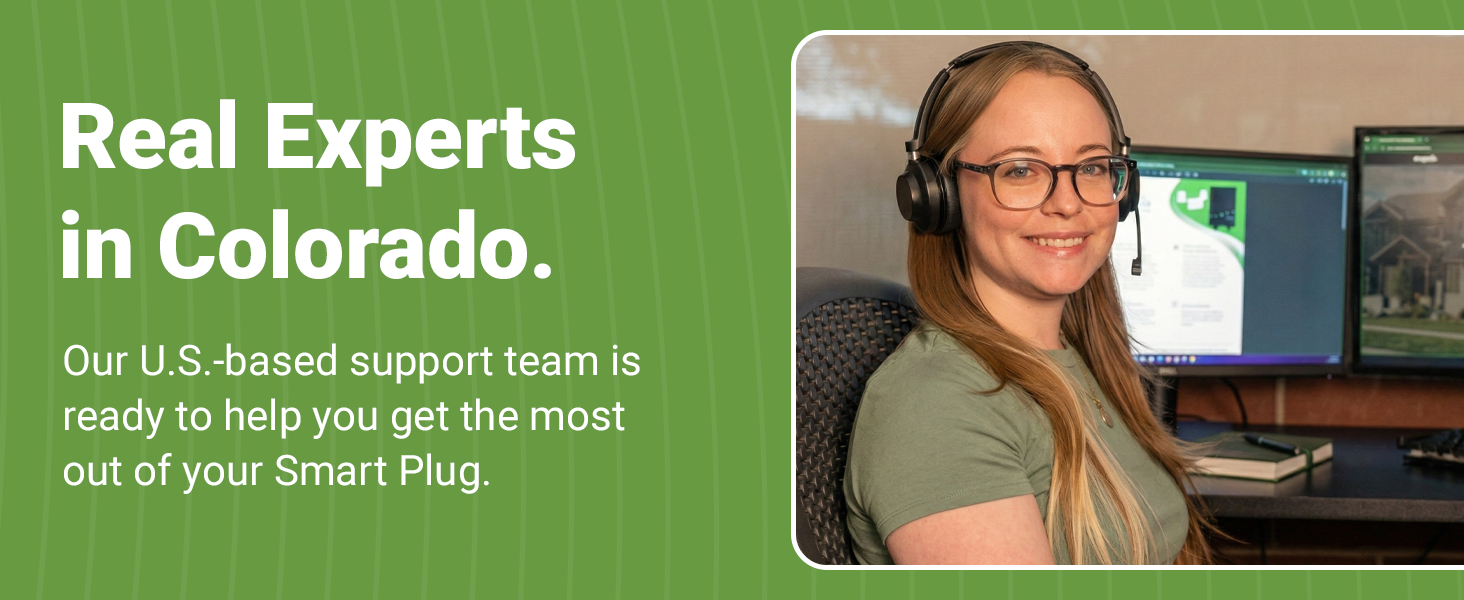 Emporia support team member at her desk in Colorado ready to help Emporia smart plug customers.