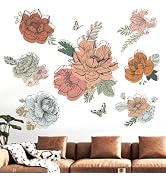 Flower Wall Decals for Living Room: Grass Plants Boho Floral Wildflower Wall Stickers - Bedroom S...