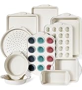 Kikcoin 22 PCS Nonstick Baking Pans Set, Stackable Bakeware Sets with Silicone Handles, 450°F Ove...
