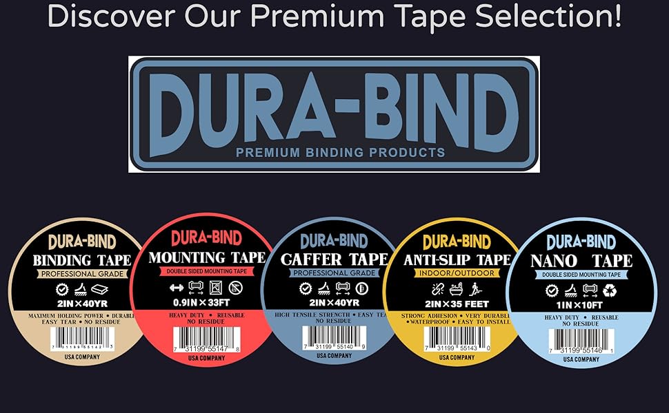 Assorted tapes including packing, nano tape, gaffer tape, mounting tape, anti-slip tape