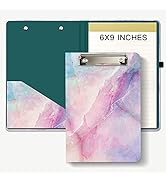 Hongri Mini Clipboard Folio with Refillable Lined Notepad and Interior Storage Pocket for Student...