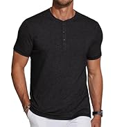COOFANDY Men's Soft Henley Short Sleeve T Shirts Casual Basic Shirt with Pocket 3 Button Tees Sum...