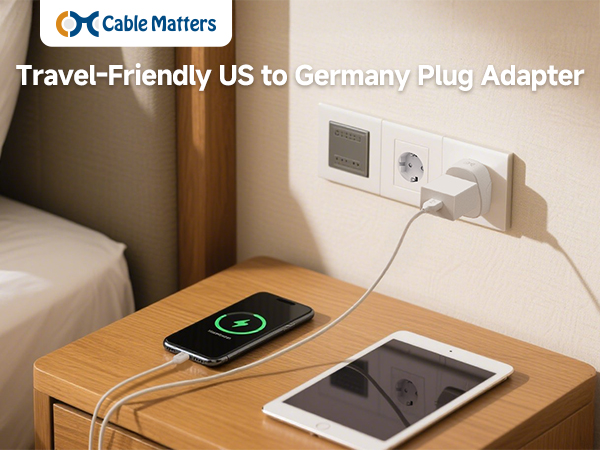 Cable Matters US to EU Travel Plug Adapter, Type F for Germany, Austria, France, and more