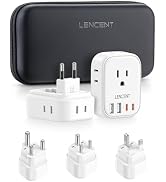 LENCENT Type C and Type D G M Universal Travel Adapter Kit with 4 Outlets 4 USB Ports(2 USB C), I...