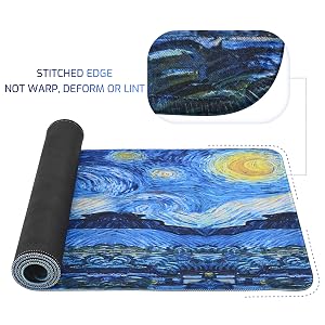 Van Gogh Starry Night Extended Large Gaming Mouse Pad,31.4"x11.8"Non-Slip Rubber Base Large Mousepad