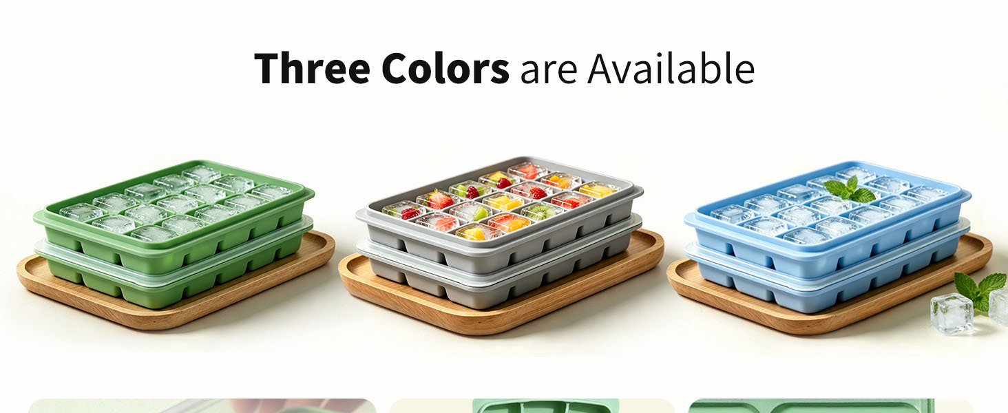 Azxb Ice Cube Trays with Lid, 2 Packs 30 Cubes Durable Stackable Flexible Silicone Ice Cube Trays