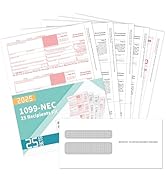 1099 NEC Forms 2025 with Envelopes, 25 2025 1099 NEC Tax Forms, 4 Part Kit, with 3 1096 Included ...