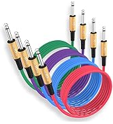 Augioth Guitar Cable 10 ft 4 Color Pack, Stage Electric Instrument Bass Cable AMP Cord 1/4 Straig...