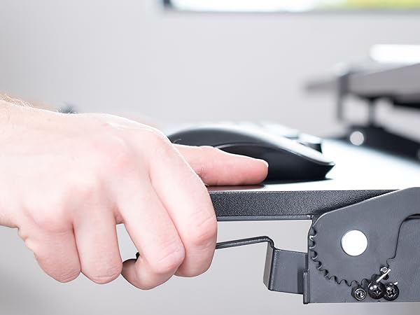 Clamp-on Keyboard Tray with Swinging Height Adjustment