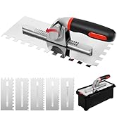 Switchable Tile Trowel Set – 6 Interchangeable Notched Blades with Quick-Lock Handle, Stainless S...