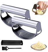 Garlic Press Rocker, Portable Manual Stainless Steel Garlic Press Rocker Crusher Masher with Garl...