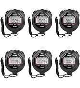 PULIVIA 6 Pack Digital Stopwatch Sports Timer for Coaches, Clock Alarm Calendar Simple Stop Watch...