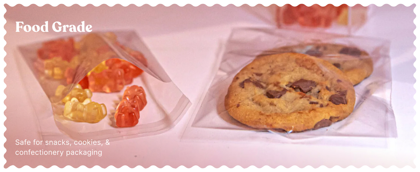Food Grade. Safe for snacks, cookies, and confectionary packaging