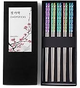 Hagary Cherry Blossom Rainbow Chopsticks Metal Chopsticks Reusable Designed In Korea Japanese Sty...